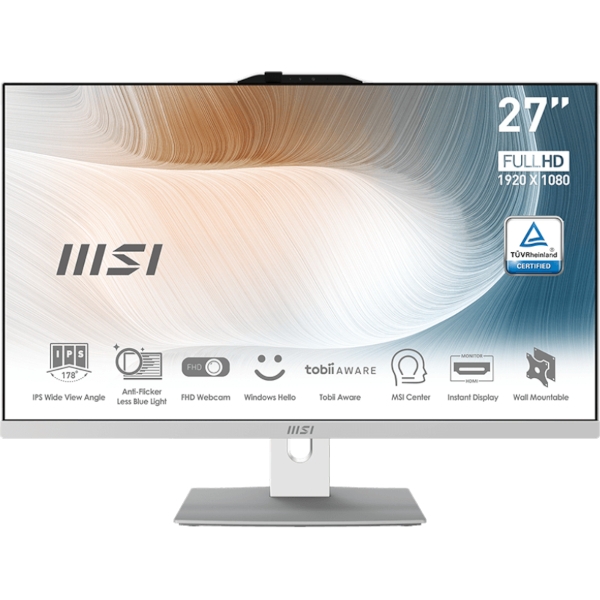 All-in-one MSI Modern AM272P 12M-1200XEU i5 / 16GB / 500GB SSD / 27" FHD / NoOS / white - adjustable stand