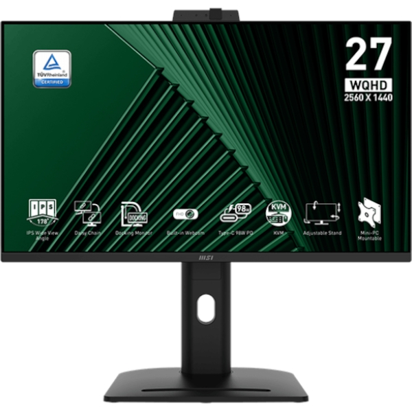 Monitor MSI PRO MP275QPDG / 27" / WQHD / IPS / 100Hz / 1ms (MPRT) / KVM / black - adjustable stand - PD 98W