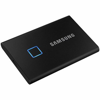 Samsung SSD T7 Touch External 1TB, fingerprint and password security, USB 3.2, 1050/1000 MB/s, included USB Type C-to-C and Type C-to-A cables, 3 yrs, black