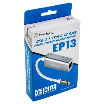SilverStone SST-EP13C - Gigabit Ethernet Netzwerk-Adapter von USB 3.1 Typ C - grau SST-EP13C