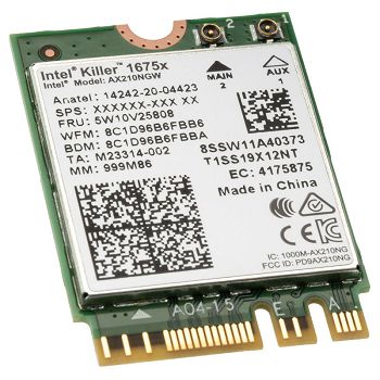 Intel Killer Wi-Fi 6E AX1675, WLAN + Bluetooth 5.3 Adapter - M.2/A-E-Key AX210.NGWG.NVX