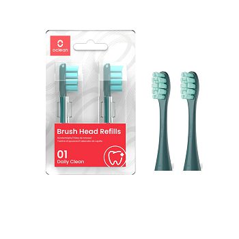 Oclean Standard two attachments for an electric toothbrush green