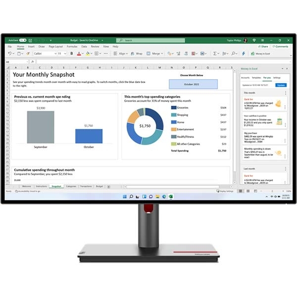 Monitor LENOVO ThinkVision P27q-30 27" / QHD / IPS / 75Hz / 4ms (black) - adjustable stand