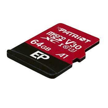 Patriot 64GB EP SDXC A1 / V30 microSD memory card, 90MBs