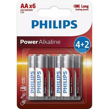 PHILIPS BATTERY AA - POWER ALKALINE BLISTER 4 + 2 PCS (LR6)