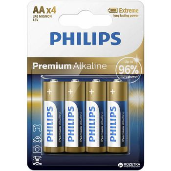 PHILIPS BATTERY AA - PREMIUM ALKALINE BLISTER 4 PCS (LR6)