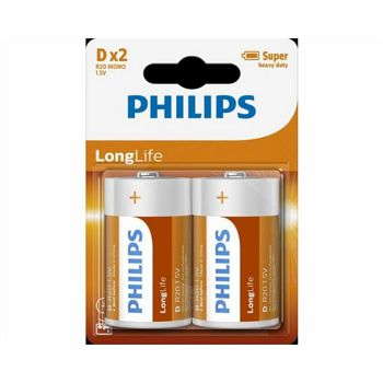 PHILIPS BATTERY D - LONGLIFE BLISTER 2 PCS (LR20)
