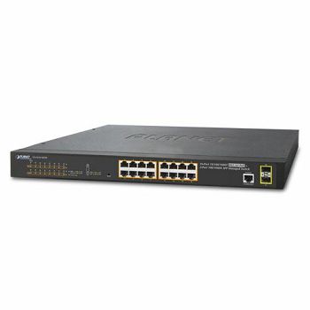 Planet 18-Port Managed Rackmount 802.3at Switch (16x RJ45 Gbe 30W port PoE (220W) 2x 100 1000X SFP