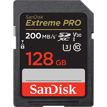 SanDisk Extreme PRO 128GB SDXC memory card 200MB/s &amp; 90MB/s Read/Write UHS-I, Class 10, U3, V30