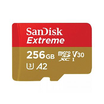 SanDisk Extreme microSDXC 256GB + SD Adapter 190MB/s &amp; 130MB/s A2 C10 V30 UHS-I U3