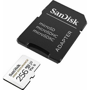 SanDisk High Endurance video microSDHC 256GB + SD Adapter Full HD / 4K video, up to 100/40 MB/s C10, U3, V30