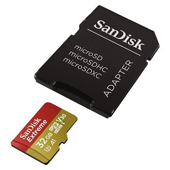 SanDisk 32GB Extreme Micro SDHC A1 CL10 V30 UHS-I U3 100MB / s Mobile memory card + adapter