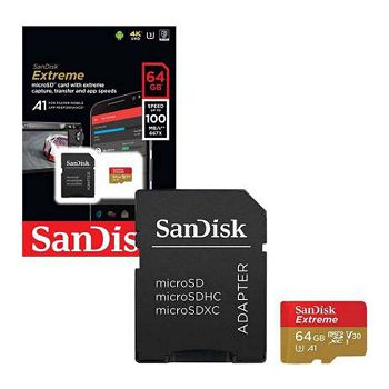 SanDisk Extr PLUS microSDXC 64GB + SD Adapter 200MB/s &amp; 90MB/s A2 C10 V30 UHS-I U8