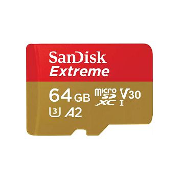SanDisk Extreme microSDXC 64GB + SD Adapter 170MB/s &amp; 80MB/s A2 C10 V30 UHS-I U3