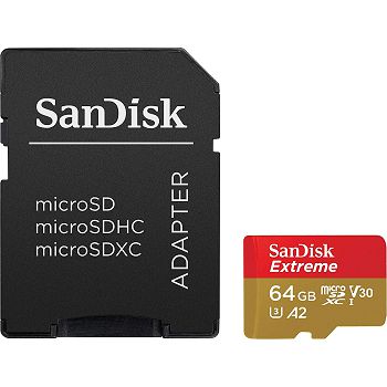 SanDisk Extreme microSDXC card for Mobile Gaming 64GB up to 170MB/s &amp; 80MB/s A2 C10 V30 UHS-I U3