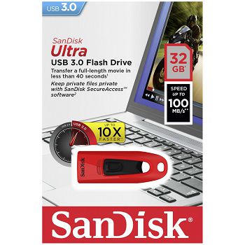 Sandisk Ultra 32GB USB3.0 red memory stick