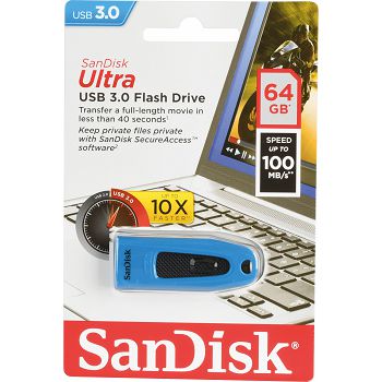 SanDisk Ultra 64GB USB 3.0 memory stick - blue