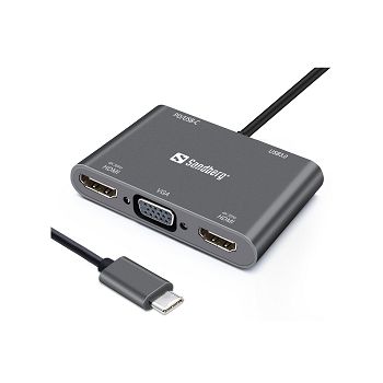 Sandberg USB-C Dock 2xHDMI + 1xVGA + USB + PD docking docking station