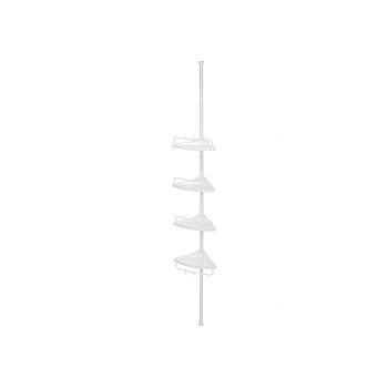 SONGMICS Corner telescopic stand with shelves for bathrooms, white, 85-305 cm