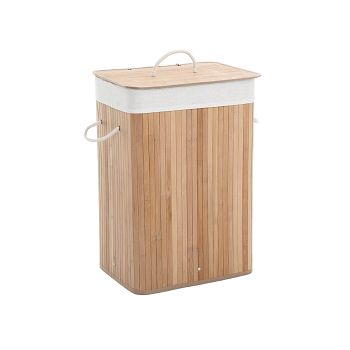 SONGMICS Laundry Hamper Bamboo 72L 40 x 30 x 60 cm Natural