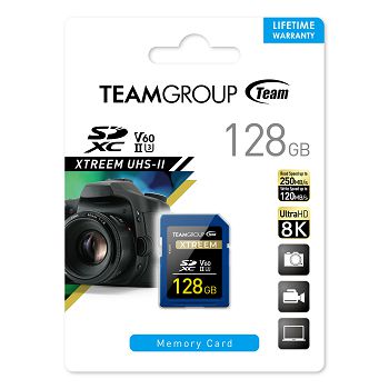 Teamgroup Xtreem 128GB SD UHS-II U30 250MB / s memory card