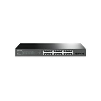 TP-Link JetStream 24-port Gigabit L2 PoE+ Smart preklopnik (Switch), 24×10/100/1000M RJ45 port, 4×Gbit SFP, 802.3at/af, 19" 1U rack mount (250W)