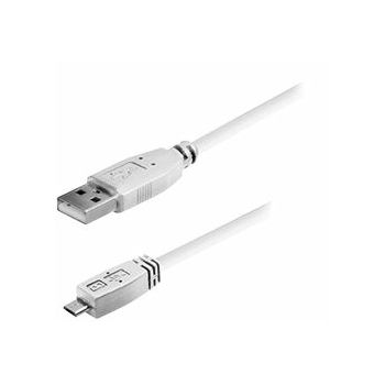 Transmedia USB typeA plug-Micro USB typeB 1m, white