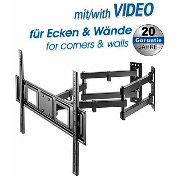 Transmedia Full-Motion Bracket for flat screens 32" - 70" for corner mounting