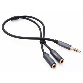 Ugreen adapter 3.5mm (M) to 2x audio (F) black - polybag