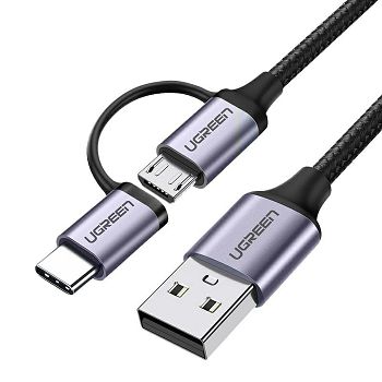 Ugreen USB-A to Micro USB + USB-C cable braided 1m