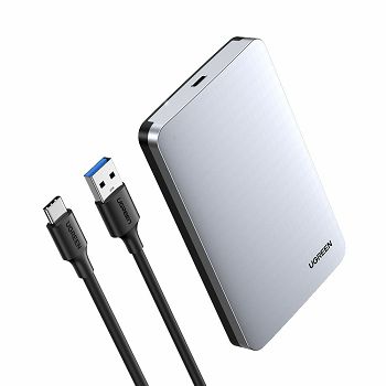 Ugreen 2.5'' SATA drive case silver + USB-C-USB-A cable - box