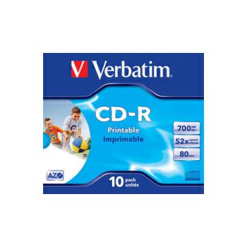 CD-R Verbatim 700MB 52× DataLife+ Wide PRINTABLE 10 pack JC