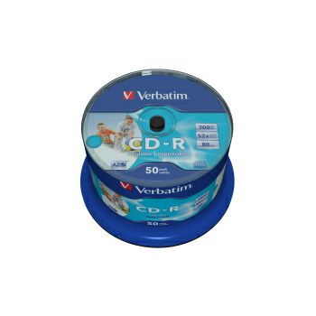 CD-R Verbatim 700MB 52× DataLife+ Wide InkJet PRINTABLE (No ID) 50 pack spindle