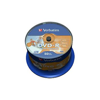 DVD-R Verbatim 4.7GB 16× Wide PRINTABLE (No ID) 50 pack spindle