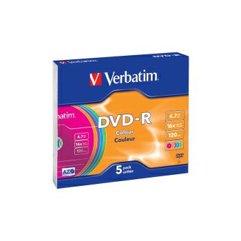 DVD-R Verbatim 4.7GB 16× Pastell Colours 5 pack Slimcase