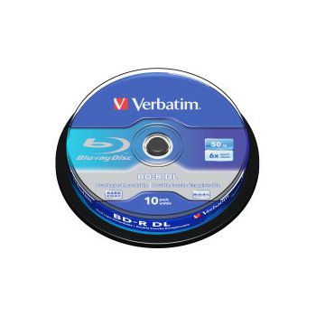 DVD Blu-Ray Verbatim BD-R DL 6× 50GB White Blue Surface Scratch Guard Plus 10 pack spindle