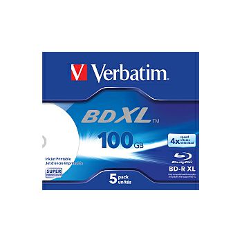 Blu-Ray Verbatim BD-R DL XL 4× 100GB Wide White Inkjet Printabilni Hard Coat Surface, 5 kom. JC (Double Layer)