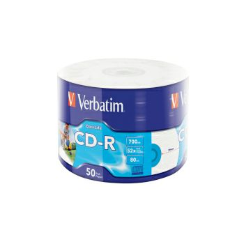 CD-R Verbatim 700MB 52× DataLife INKJET PRINTABLE 50 pack wrap