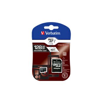 Verbatim memorijska kartica Micro Secure Digital Premium (XC/UHS1) 128GB Class 10 Card + adapter