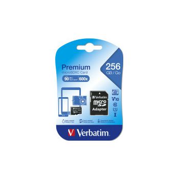 Verbatim memorijska kartica Micro Secure Digital Premium (XC/UHS1) 256GB Class 10 Card + adapter