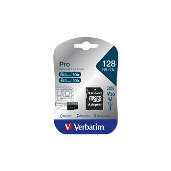 Verbatim memorijska kartica Micro SD Pro (XC/UHS3) 128GB Class 10 Card + adapter