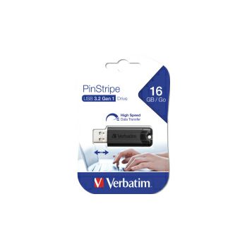 Verbatim PinStripe 16GB USB3.2 Gen1, crni