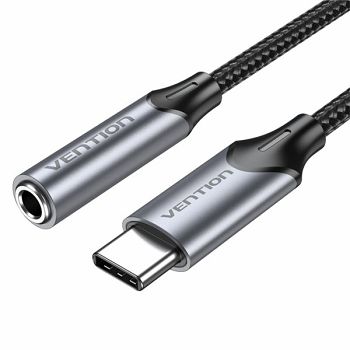 Vention USB-C Male to 3.5MM Earphone Jack With DAC Adapter 0.1M Gray