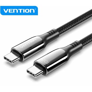Vention Cotton Braided USB 2.0 C Male to C Male 5A Cable 2M Black