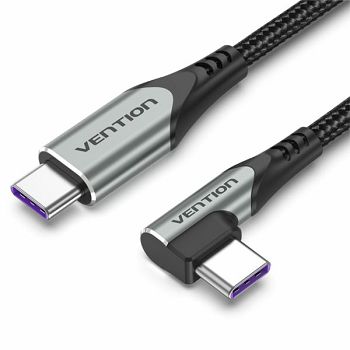 Vention USB 2.0 C Male Right Angle to C Male 5A Cable 2M Gray