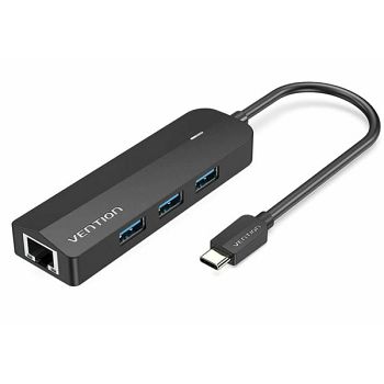 Vention USB-C to USB 3.0*3 RJ45 Micro-B HUB 0,15m, Black