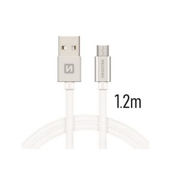 SWISSTEN kabel USB/microUSB, platneni, 3A, 1.2m, srebrni