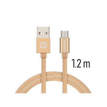 SWISSTEN kabel USB/microUSB, platneni, 3A, 1.2m, zlatni