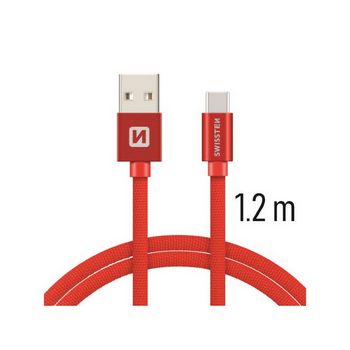 SWISSTEN kabel USB/USB-C, platneni, 3A, 1.2m, crveni