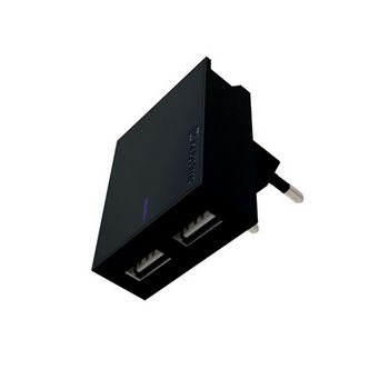 SWISSTEN punjač za AC220, 2xUSB, 3A, SMART IC, držač, crni + microUSB kabel